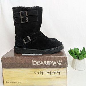 BEARPAW Suede Boots Black Winter Snow Miriam 8 (fits like a 7)